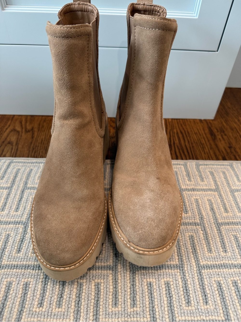 Dolce Vita Tan Suede Platform Chelsea Booties